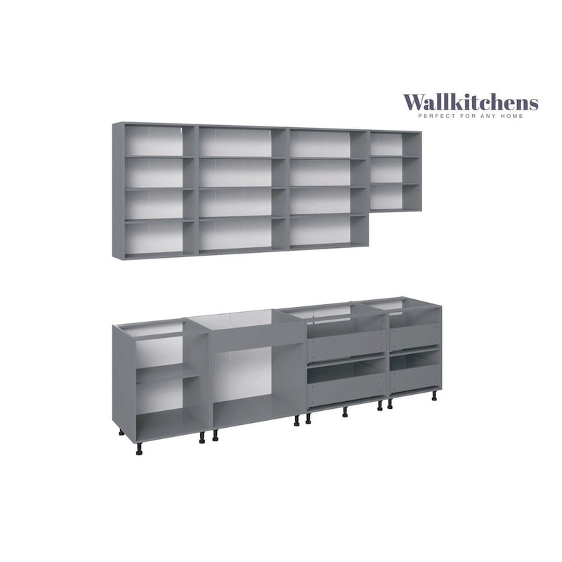 Kitchen Contemporary Collection Black & White Gloss Color Base Size 9.5Ft Wide - 114x24
