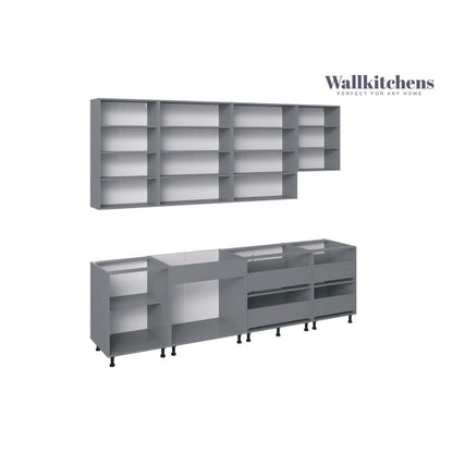 Kitchen Contemporary Collection Black & White Gloss Color Base Size 9.5Ft Wide - 114x24