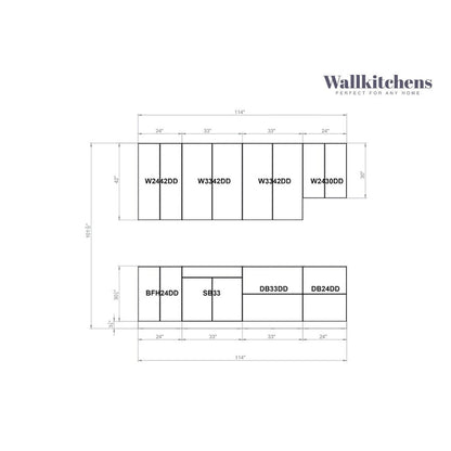 Kitchen Contemporary Collection Black & White Gloss Color Base Size 9.5Ft Wide - 114x24