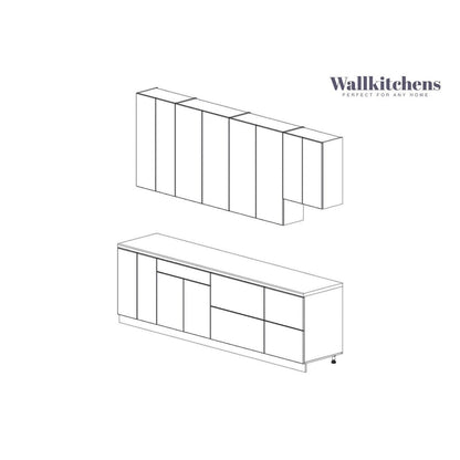 Kitchen Contemporary Collection Black & White Gloss Color Base Size 9.5Ft Wide - 114x24