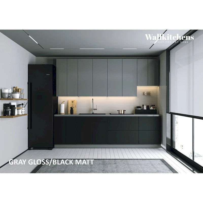 Kitchen Contemporary Collection Black & White Gloss Color Base Size 9.5Ft Wide - 114x24