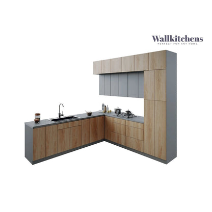 Kitchen Culinary Haven Collection Natural Teak & Black Color Base Size 9Ft Wide - 108x24