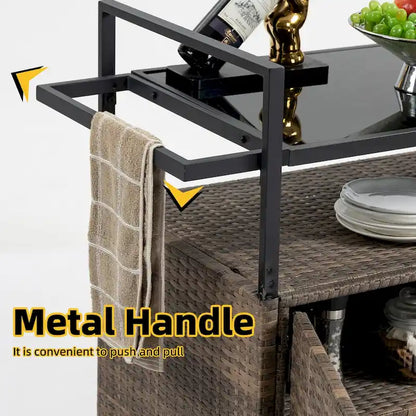 Tengbian mobile tea sailor cart, door storage mobile dining cart, three-level service dining cart, storage cabinet