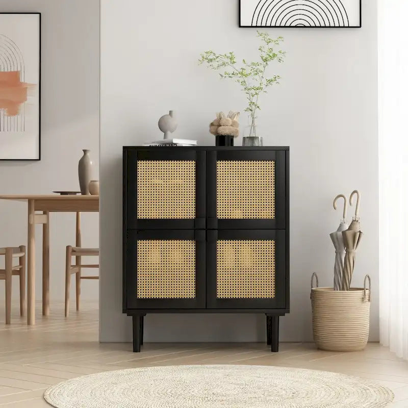 Rattan Mesh Storage Cabinet - N/A