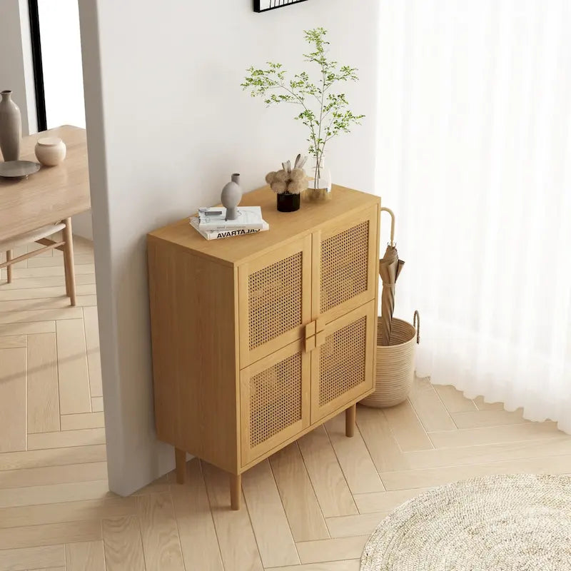 Rattan Mesh Storage Cabinet - N/A