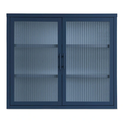 Modern Glass Door Wall Cabinet With Detachable Shelves - N/A