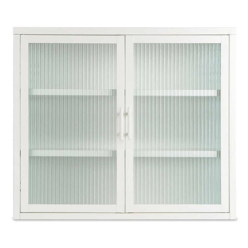 Modern Glass Door Wall Cabinet With Detachable Shelves - N/A