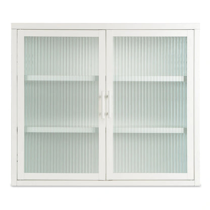Modern Glass Door Wall Cabinet With Detachable Shelves - N/A