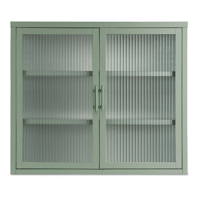 Modern Glass Door Wall Cabinet With Detachable Shelves - N/A