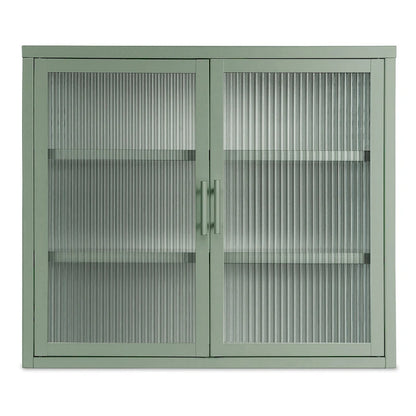 Modern Glass Door Wall Cabinet With Detachable Shelves - N/A