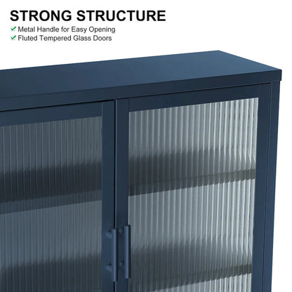 Modern Glass Door Wall Cabinet With Detachable Shelves - N/A