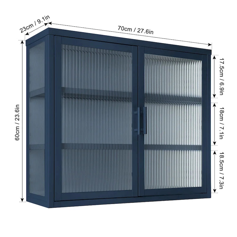 Modern Glass Door Wall Cabinet With Detachable Shelves - N/A