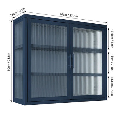 Modern Glass Door Wall Cabinet With Detachable Shelves - N/A