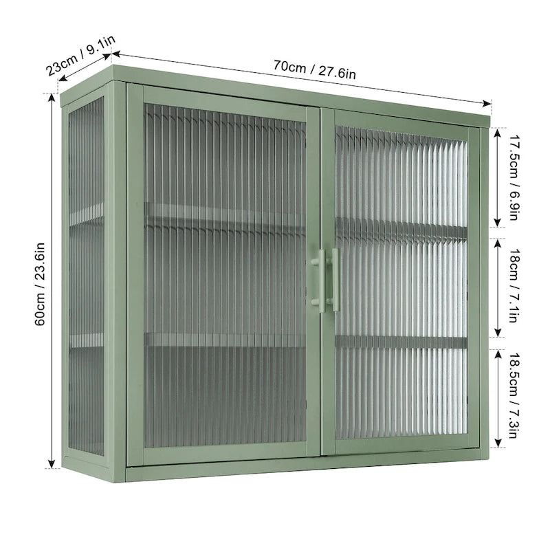 Modern Glass Door Wall Cabinet With Detachable Shelves - N/A