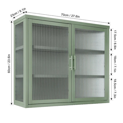 Modern Glass Door Wall Cabinet With Detachable Shelves - N/A