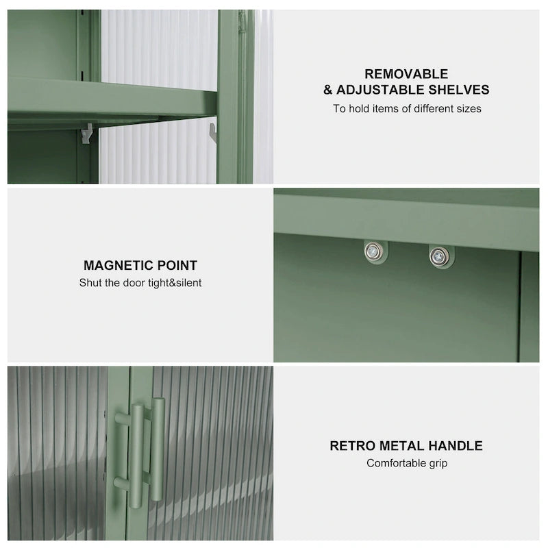 Modern Glass Door Wall Cabinet With Detachable Shelves - N/A