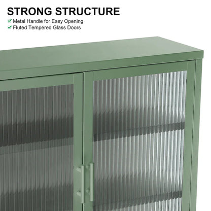 Modern Glass Door Wall Cabinet With Detachable Shelves - N/A