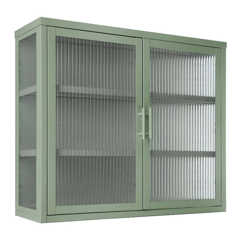 Modern Glass Door Wall Cabinet With Detachable Shelves - N/A