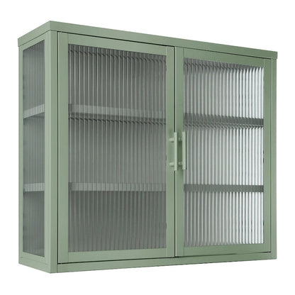 Modern Glass Door Wall Cabinet With Detachable Shelves - N/A