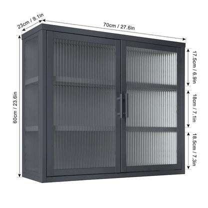 Modern Glass Door Wall Cabinet With Detachable Shelves - N/A