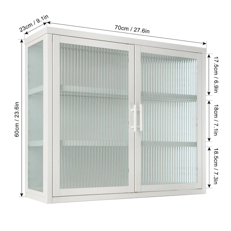 Modern Glass Door Wall Cabinet With Detachable Shelves - N/A