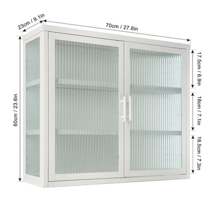 Modern Glass Door Wall Cabinet With Detachable Shelves - N/A