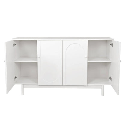 4-Door Intaglio Storage Cabinet with Pine Legs