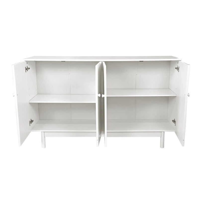 4-Door Intaglio Storage Cabinet with Pine Legs