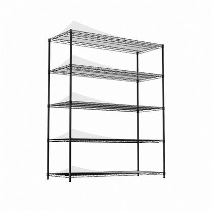 5 Tier Steel Heavy Duty Adjustable Shelves with Wheels and Feet