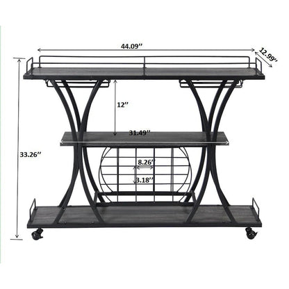 Industrial Bar Cart Kitchen Bar&Serving Cart for Home with Wheels