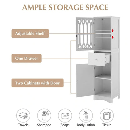 Tall Bathroom Cabinet Freestanding Storage Cabinet with Drawer and Doors