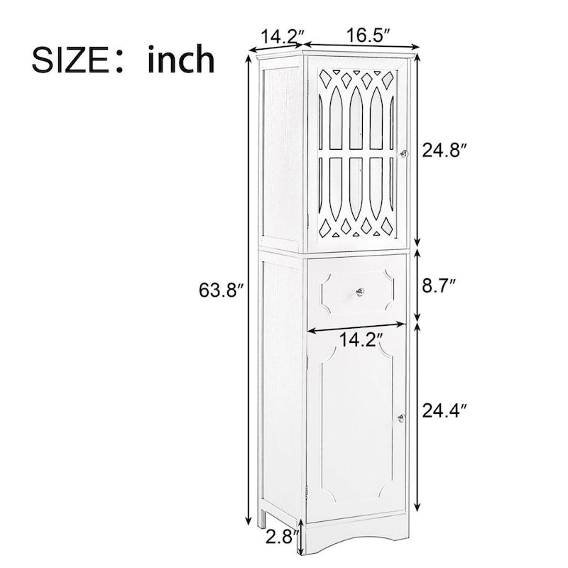 Tall Bathroom Cabinet Freestanding Storage Cabinet with Drawer and Doors