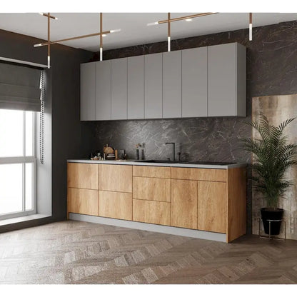 Kitchen Fusion Collection Natural Teak & Black Color Base Size 8.5Ft Wide - 103x24