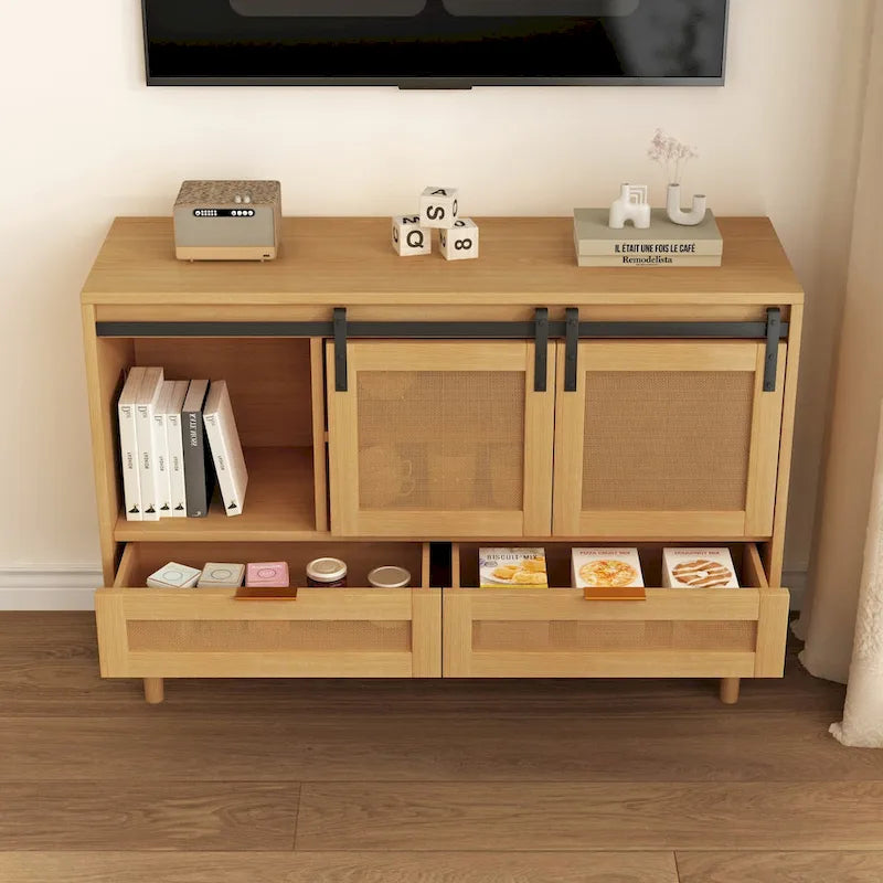 Sliding Barn Door Storage Cabinet - N/A