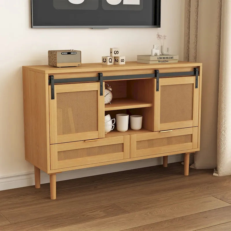 Sliding Barn Door Storage Cabinet - N/A