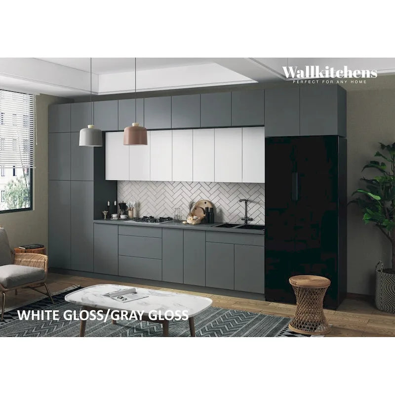 Kitchen Serene Collection Gray & White Gloss Color Base Size 15Ft Wide - 180x107
