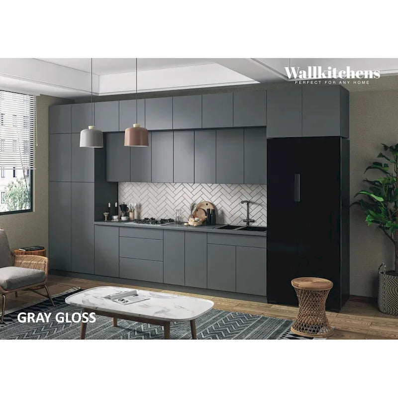 Kitchen Serene Collection Gray & White Gloss Color Base Size 15Ft Wide - 180x107