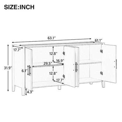 Accent Storage Cabinet Sideboard Wooden Cabinet with Metal Handles