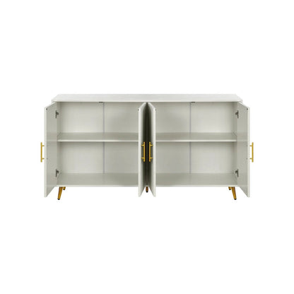 Wood TV Stand with Storage Cabinet and Adjustable Shelves