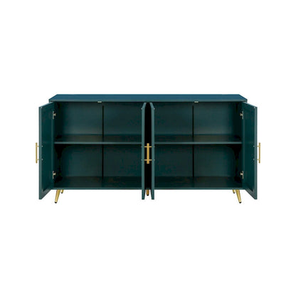 Wood TV Stand with Storage Cabinet and Adjustable Shelves
