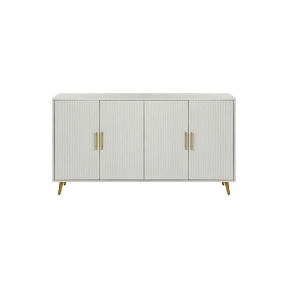 Wood TV Stand with Storage Cabinet and Adjustable Shelves