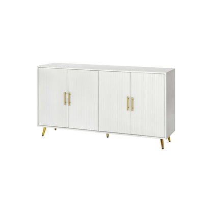 Wood TV Stand with Storage Cabinet and Adjustable Shelves