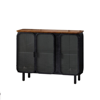Vintage Accent Cabinet with Hazy Tempered Glass Door and Shelves, Kitchen Sideboard Buffet, Entry Cabinet