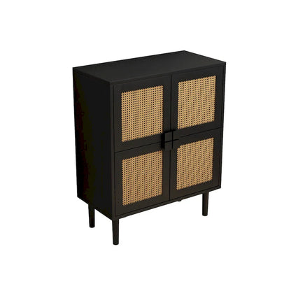 4 Doors Rattan Mesh Shoe Storage Cabinet for Entryway Living Room