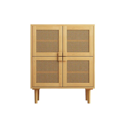 4 Doors Rattan Mesh Shoe Storage Cabinet for Entryway Living Room