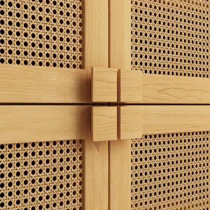 4 Doors Rattan Mesh Shoe Storage Cabinet for Entryway Living Room
