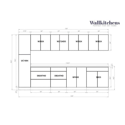 Kitchen Elegant Collection Gray Color Base Size 11Ft Wide - 135x24