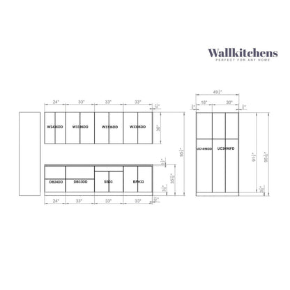 Kitchen Oasis Collection Gray Color Base Size 10Ft Wide - 123x50