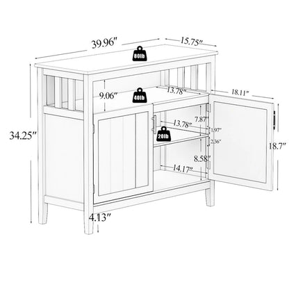 Kitchen storage sideboard and buffet server cabinet-White