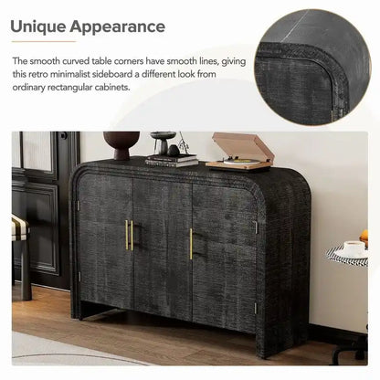 47.2W Sideboard with Gold Handles and Adjustable Dividers - N/A